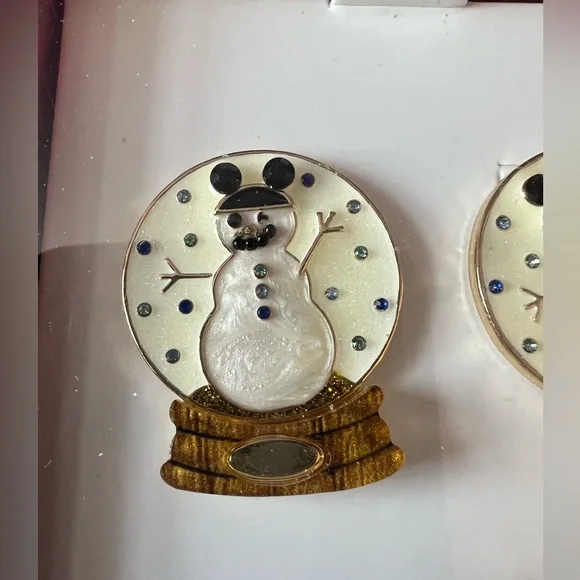 Disney x Baublebar Mickey Mouse Ears Snowman Snowglobe Pierced Earrings - Picture 2 of 6